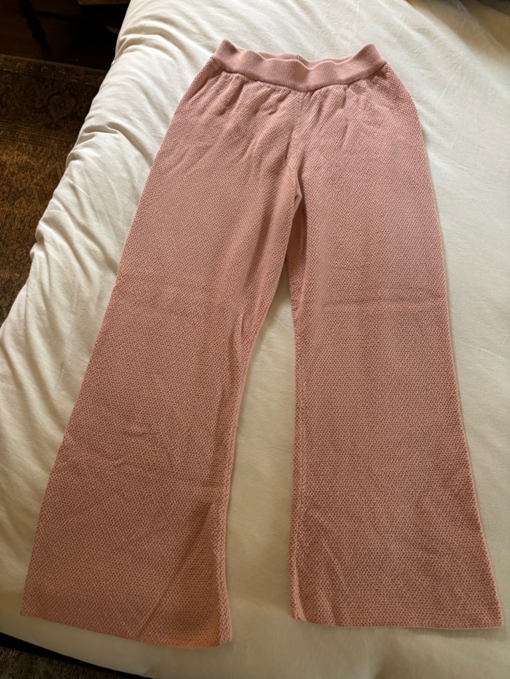 Pink Waffle Knit Button-Front Lounge Set - Picture 2 of 3